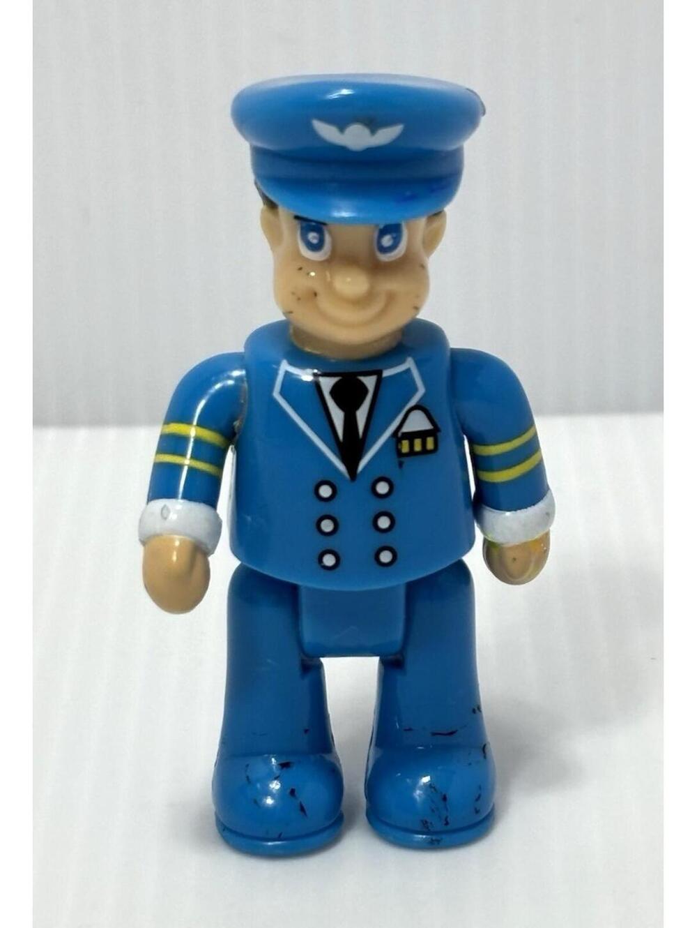 Vintage Playmobil Airline Pilot Figure Blue Uniform Hat Police Officer Toy GUC